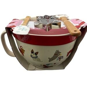 BakeShop Mixing Bowl & Baking Utensil Set With Festive Cookie‎ Cutters Wood